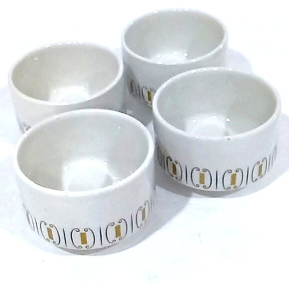 Vintage W.H. Grindlay "Lattice" Dessert Bowls White Granite Vitrified Lot of 4 - Picture 1 of 7